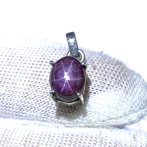 Natural Red Star Ruby Gemstone Pendant 925 Solid Sterling Silver Pendant Stone Size 9x7 mm