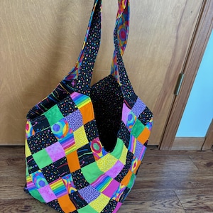 Spring/Summer Black and Neon Colors Mondo Bag, 10" x 10" x 15"