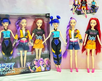 Kpop Demon Hunter 3D Action Figure Set-Rumi/Mira/Zoey,Kpop Inspired Barbie,Kpop Barbie Dolls,Kids Birthday Gift,Kpop Fans Gift,Huntrix Dolls
