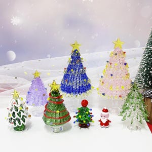 Handmade Stained Glass Christmas Tree Statue,Mini Crystal Xmas Tree,Mini Santa Claus,Christmas Sculpture,Christmas Ornaments,Christmas Gifts