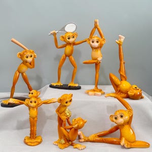 Handmade Stained Resin Yoga Monkey Figurine,Sports Monkey,Cute Desk Decor,Funny Animal Statue, Monkey Lover Gift, Unique Home & Office Decor