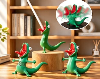 Funny Shaking Lizard Fidget Toy,3D Printed Spring Wiggly Lizard,Lizard Desk Toy,Apple Pencil Stand,Stress Relief Gifts,Fun Office Desk Decor