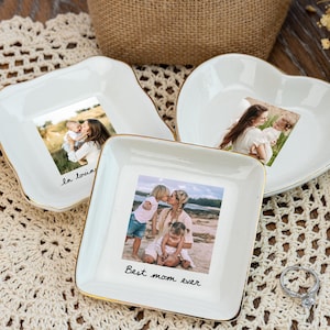 Bandeja para joias com foto personalizada, porta-joias personalizado para a mãe, bandeja para joias com foto, presente para o Dia das Mães, presente para a avó, presente de aniversário para a avó
