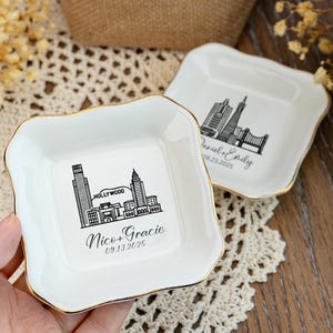 Personalized Skyline Ring Dish,Engagement Jewelry Dish,Custom City Trinket Dish,New York City Skyline Ring Dish,Couple Gift,Anniversary Gift