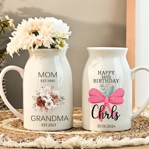 Personalized Mother&#39;s Day Jug,Mum Birthday Gifts Vase,Home Gift For Mum,World&#39;s Best Nanny Vase,Gift For Grandma Nana,Gifts From Daughter