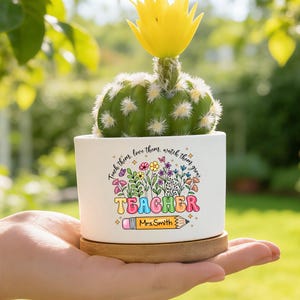 Cadeau de remerciement pour enseignant, cache-pot personnalisé pour enseignant, Merci de m'avoir aidé à grandir, cadeau de remerciement, succulent pot pour enseignant, pot de rentrée