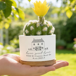 パーソナライズされた新しい家の初めての植木鉢、カップルへの新築祝いの贈り物、新しい家の機会、私の最初の家の記念品のプランター、友人への引っ越し祝いの贈り物