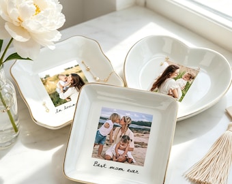 Personalisierte Foto Trinket Tablett, Mutter der Braut Schmuck Schale, Geburtstagsgeschenke für Mama, Mama Foto Geschenk, Hochzeitstag Geschenke, Brautjungfer Geschenke
