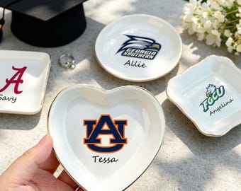 Custom University College Logo Ring Dish,Graduation University Jewelry Dish,College Logo Trinket Dish,Grad Favors For Daughter,Dorm Decor