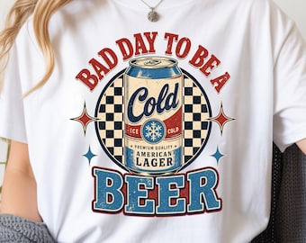 Koszulka Retro Beer | Koszulka z okazji 4 lipca | Koszulka Bad Day To Be A Be | Letnia koszulka do picia | Strój na imprezę nad jeziorem