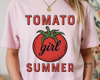 Koszulka Tomato Girl | Koszulka Farmers Market | Letnia koszulka Tomato Girl | Koszulka Foodie Graphic | Uroczy strój miłośniczki ogrodnictwa