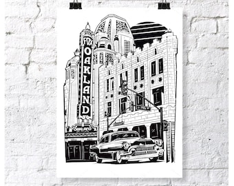 Fox oakland small poster print 9x12”