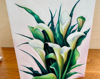 Calla lilies 11x14" wood panel print