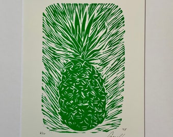 Pine apple  phthalo relief print