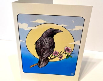 The Crow on a Branch ( Blank greeting Card ) 5x7”