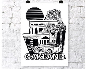 Grand Lake -Oakland , small poster print 9x12”