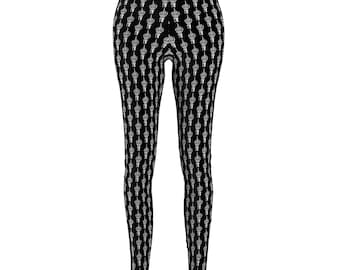 Sassy Skelly Leggings, Middle Finger Skeleton Print Yoga Pants,