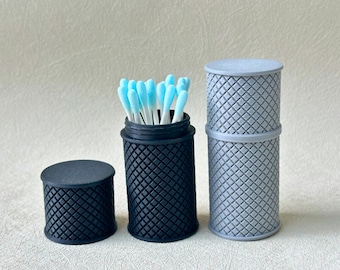 Cotton swab container for travel, ear swab holder, cotton swab dispenser, bathroom organizer, bathroom storage container, 3D printed