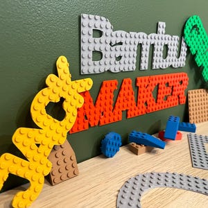 Letras con nombre inspiradas en Lego, decoración de habitación infantil, personalizadas, letreros para puerta, regalos para niños, impresión 3D, placa con nombre, pared