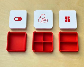 Large pillbox for on the go with sliding lid, up to 4 compartments, medicine box, personal pill container, medication organizer