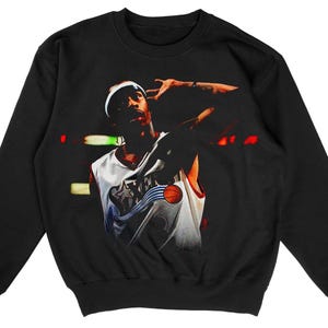 Bluza z grafiką Allen Iverson – The Answer Koszulka NBA, koszulki do koszykówki w stylu retro, swetry z długim rękawem dostępne dla fanów i kolekcjonerów
