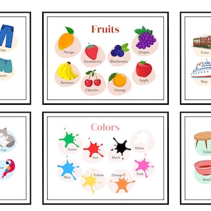 Set mit 6 Bunte Lern-Wand-Kunst-Drucken - Klassenzimmer Poster, Haus Schule Dekor, Vorschul Kinder Poster, Spielzimmer Lernen Printables