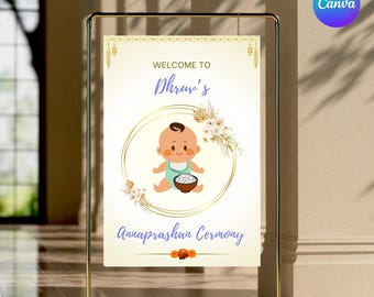 Editable Annaprashan Welcome Sign, Indian Rice Ceremony (Digital Download)