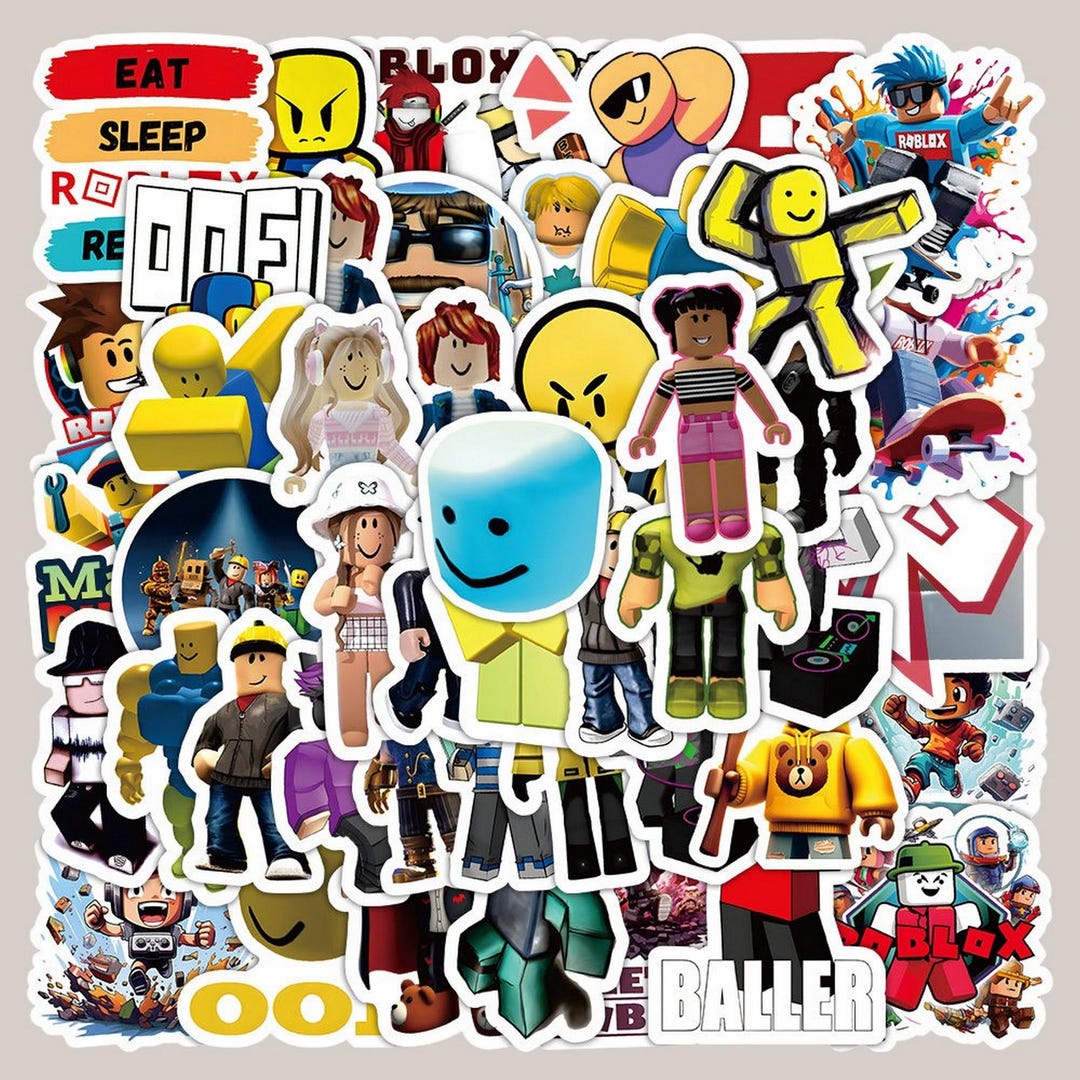 60pcs Roblox Game Character Stickers, Cartoon Roleplay Vinyl Decals for ...