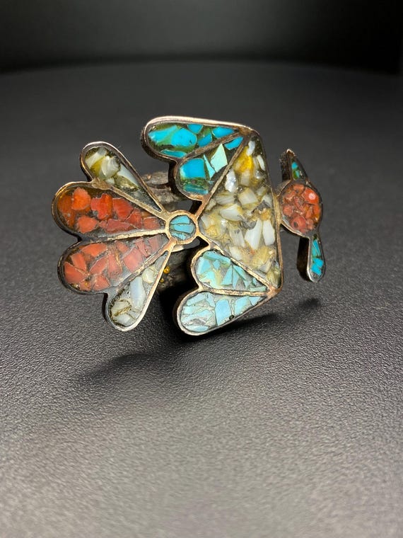 Vintage Large Thunderbird Statement Ring with Chi… - image 3