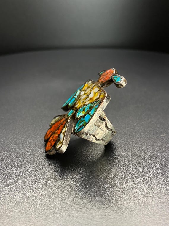 Vintage Large Thunderbird Statement Ring with Chi… - image 2