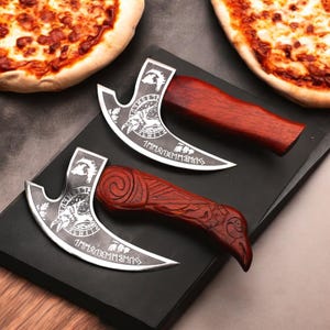 Hand Forged Viking Pizza Cutter Axe: Norse Kitchen Tool