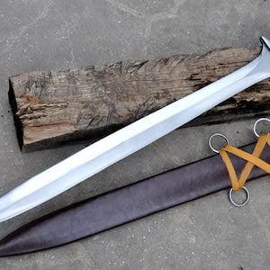 Hand Forged Greek Xiphos Sword: Carbon Steel Blade, Rosewood Handle