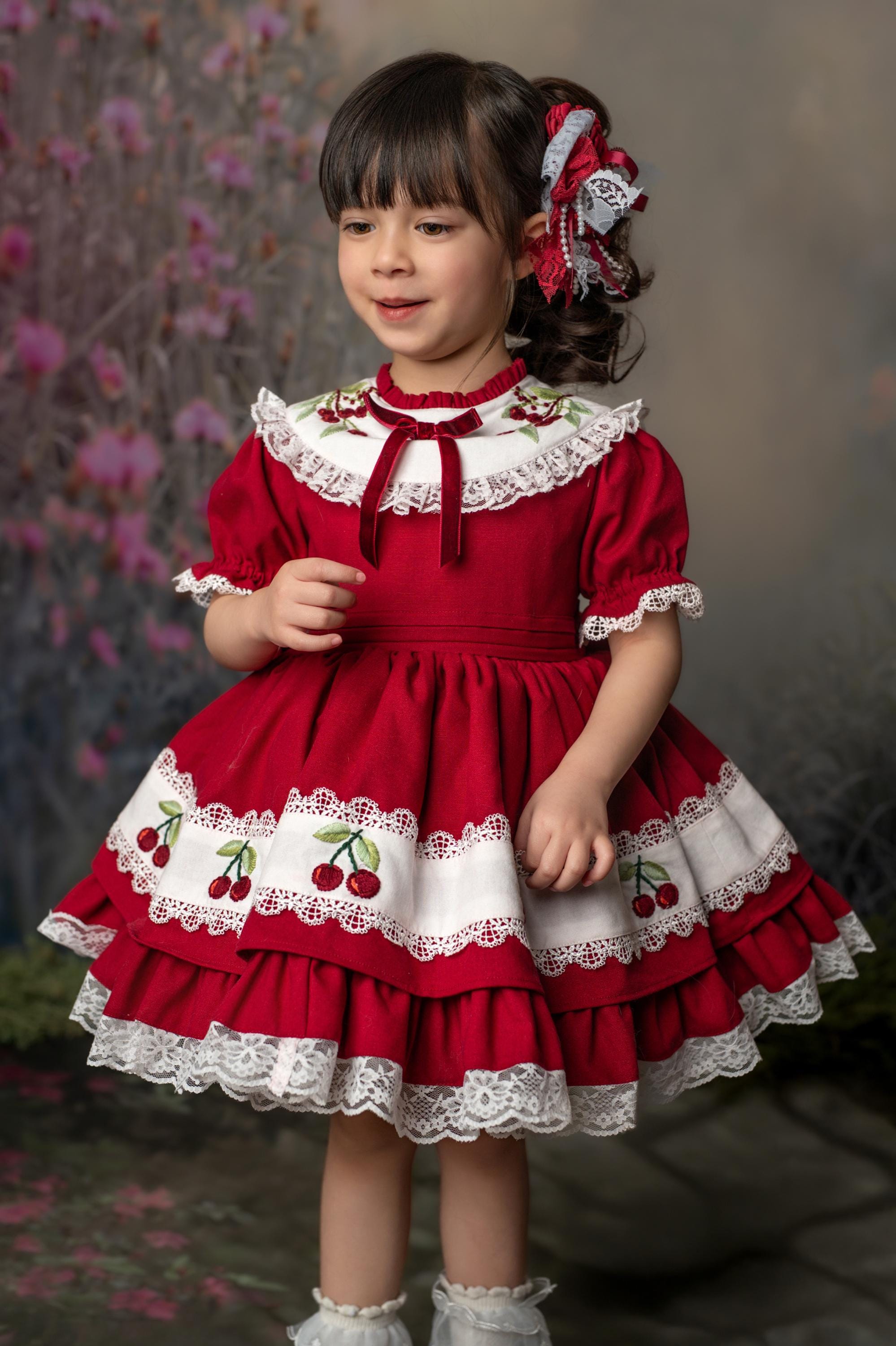 [ KIRSH ]★22FW★SMALL CHERRY KNIT DRESS KIRSH（キルシー）の「KIRSH SMALL CHERRY CABLE KNIT DRESS