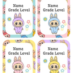 Labubu Back to School Names, back to school supplies, backpack label, supply case label, water bottle label, School label Sticker Waterproof