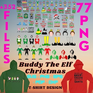 Buddy l'elfe Noël SVG, Svg Noël, elfe, Svg Noël, personnage de film svg, svg Noël, t-shirt Noël, Noël, copain l'elfe Noël
