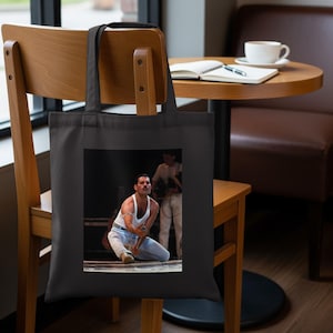 Freddie Mercury Retro Music Legend Tote Bag, Rock Icon Canvas Tote, Vintage Music Star Bag, Concert Memorabilia Tote Bag, Unique Music Gift