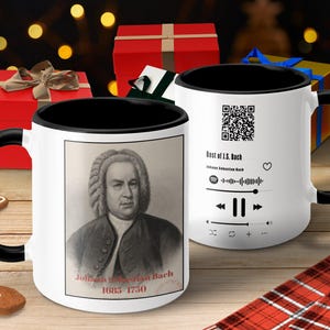 Johann Sebastian Bach Musical Mug, Composer Portrait Coffee Mug, Music Lover Gift, Classical Music Theme Cup, Unique Gift Mug, Musician Gift
