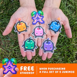 Stardew Valley Junimos Schlüsselanhänger, Magnet oder Anhänger - Pixel Art Bügelperlen - lustiges Dekor für Schreibtisch, Kühlschrank oder Rucksack