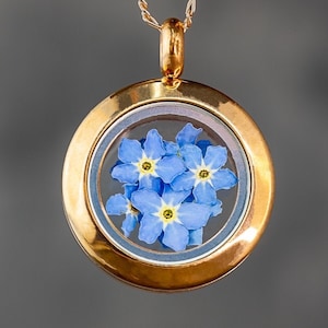 Forget Me Not Locket Rose Gold Necklace Nature Inspired Romantic Jewelry 925 Sterling Wedding Bridesmaid Gift For Her image 1