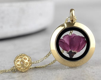 Sakura Flower Necklace - Gold Plated Sterling Silver Cherry Blossom Pendant