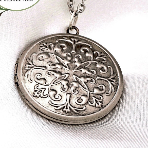 Personalisierte Foto Locket Halskette - Orient Stil Antiqued Silber Schmuck - Familien Erinnerung Romantische Personalisierte Geschenkidee