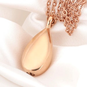 Urn Ashes Bottle Pendant Necklace - Rose Gold Jewelry - Personalized Engraved Cremation Memorial Gift