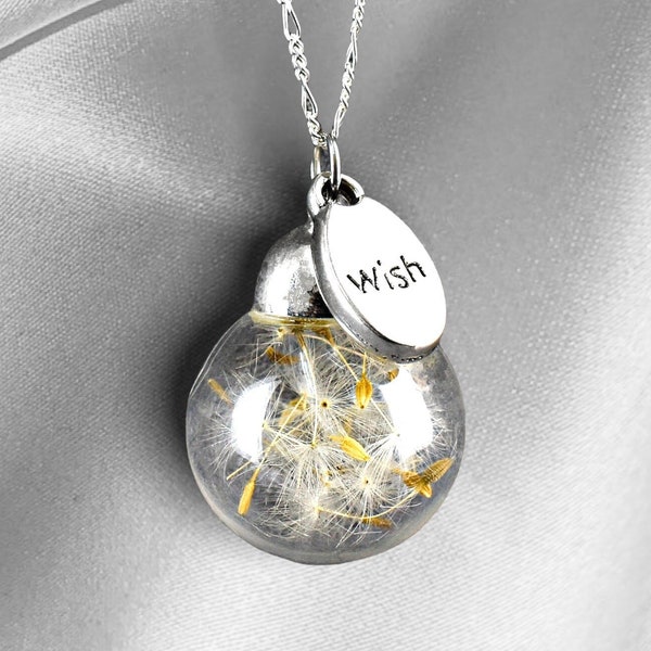 Pusteblumen Halskette - 925 Sterling Silber - Terrarium Schmuck - Geschenkidee Beste Freundin