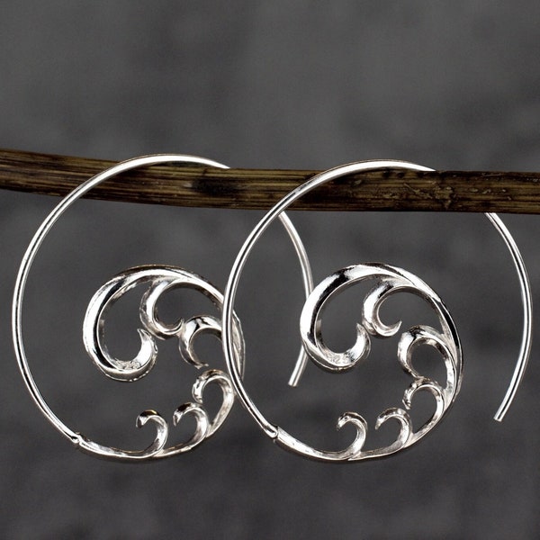 925 Sterling Silver "Ornament" Spiral Earrings