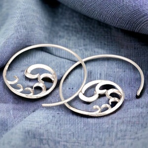 925 Sterling Silver Ornament Spiral Earrings image 1