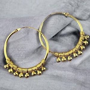 Hoop Earrings Gold 925 Sterling Gypsy Hippie Bohemian Ethnic Jewelry image 1