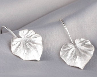 Blätter Hängeohrringe - 925 Sterling Silber - Monstera Blatt Minimalistisch - Mid Century Modern - Geschenk für Schwester