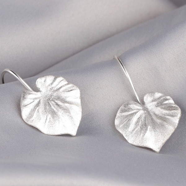 Blätter Hängeohrringe - 925 Sterling Silber - Monstera Blatt Minimalistisch - Mid Century Modern - Geschenk für Schwester