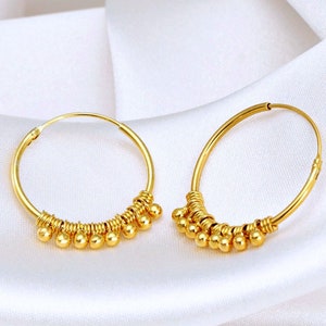 Hoop Earrings Gold 925 Sterling Gypsy Hippie Bohemian Ethnic Jewelry image 3