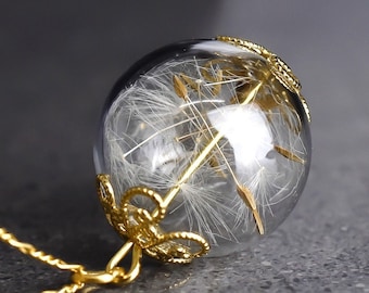 Dandelion Necklace Gold - 925 Sterling - Nature Inspired Jewelry - Botanical Gift for Her